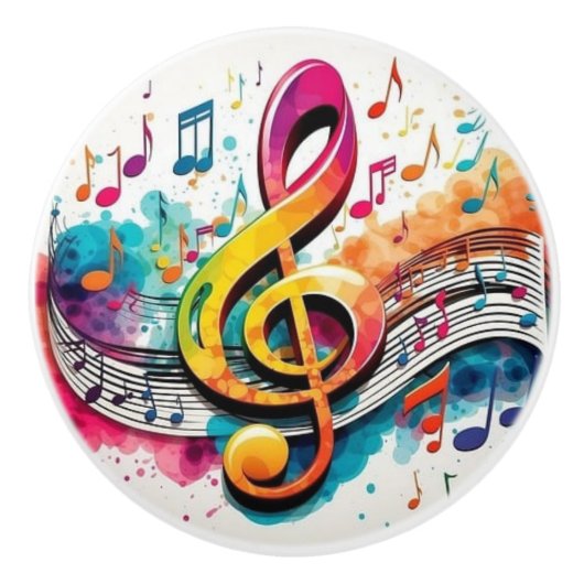 RegenboogMuzieknoten Keramische Knop (Voorkant)