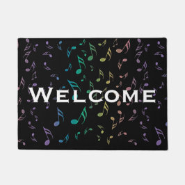 RegenboogMuzieknoten op zwart Deurmat