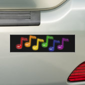 RegenboogMuzieknoten Zwarte Bumpersticker (Op auto)