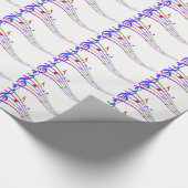 regenboogmuzikale noten op wit cadeaupapier (Hoek)