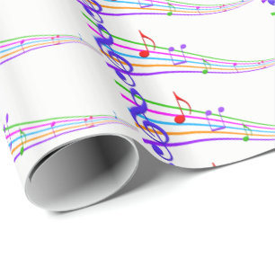regenboogmuzikale noten op wit cadeaupapier