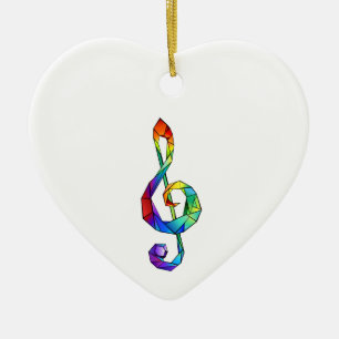 Regenboogmuzikale sleutelschroefdraad keramisch ornament