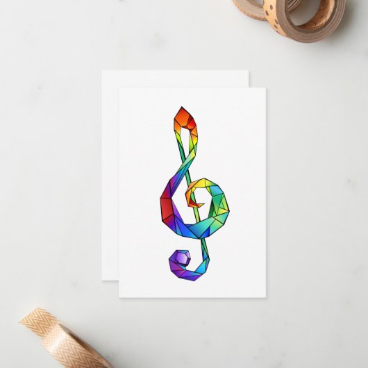 Regenboogmuzikale sleutelschroefdraad notitiekaartje (Voorkant / Achterkant in situ)