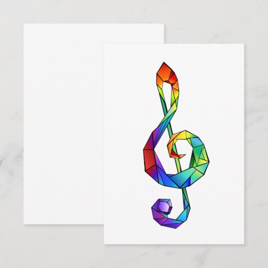 Regenboogmuzikale sleutelschroefdraad notitiekaartje (Voorkant / Achterkant)