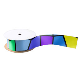 Regenboogneonkleurig lintblauw groen paars geel satijnen lint