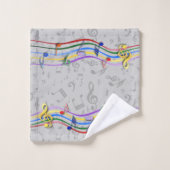 Regenboognoten op grijze muzieknoten bad handdoek (Wasdoekje)