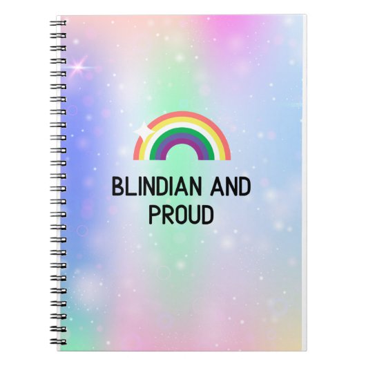 Regenboognotitieboek, blindiaans en trots notitieboek (Voorkant)