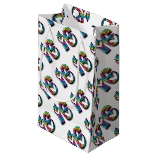 Regenboognummer zestien zoete 16 16e Jubileum Klein Cadeauzakje (Voorkant Gekanteld)