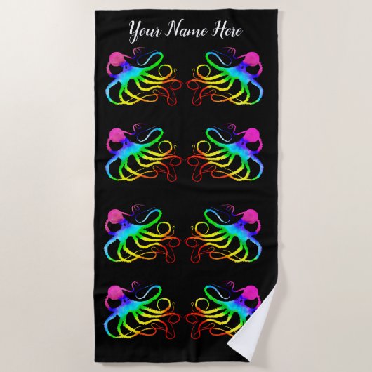 Regenboogoctopus - Beach Towel Strandlaken (Voorkant)