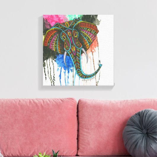 Regenboogolifant Canvas Afdruk (Insitu (Woonkamer))