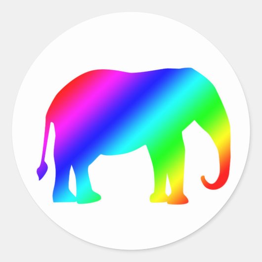 Regenboogolifant Ronde Sticker (Voorkant)