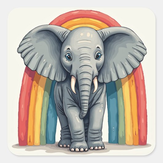 Regenboogolifant Sticker (Voorkant)