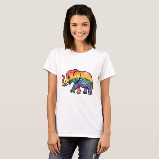 Regenboogolifant T-shirt (Voorkant volledig)