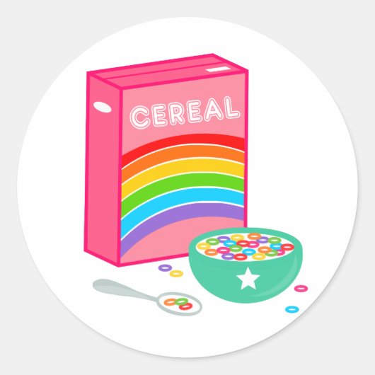 Regenboogontbijtgranen Ronde Sticker (Voorkant)