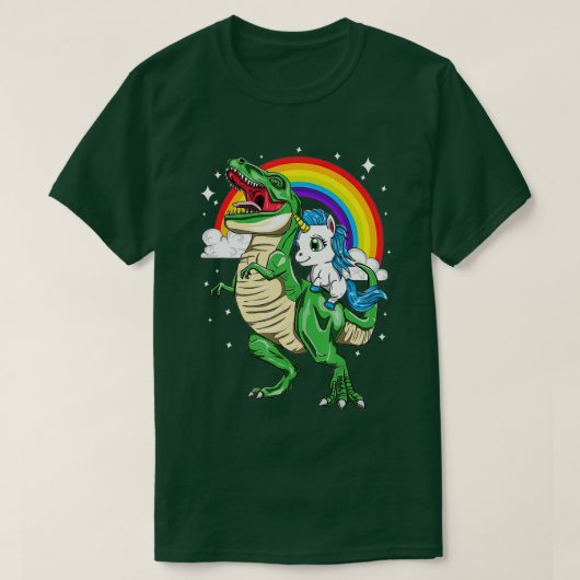 Regenboogontsteking Riding T rex Tyrannosaurus Rex T-shirt (Design voorkant)