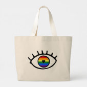 Regenboogoog Grote Tote Bag (Achterkant)