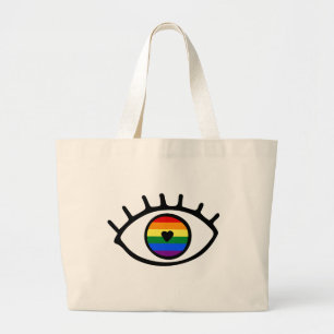 Regenboogoog Grote Tote Bag