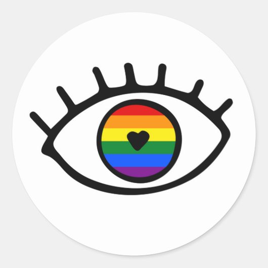 Regenboogoog Ronde Sticker (Voorkant)