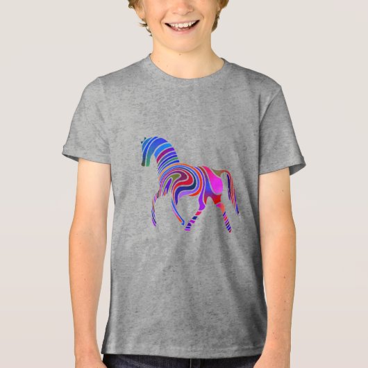 Regenboogpaard in psychedelische kleuren Tri-Blend shirt (Voorkant)
