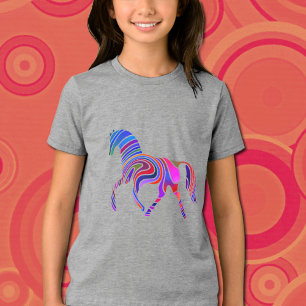 Regenboogpaard in psychedelische kleuren Tri-Blend shirt