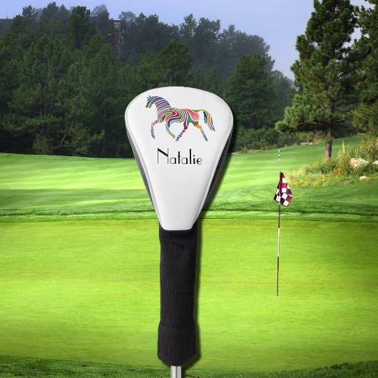 Regenboogpaard - jouw naam golfheadcover