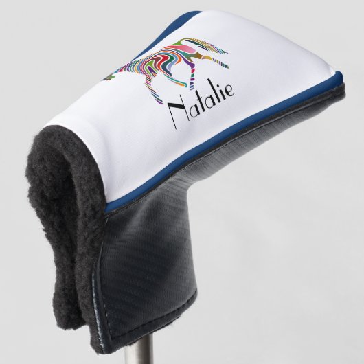 Regenboogpaard - jouw naam golfheadcover (3/4 voorkant)