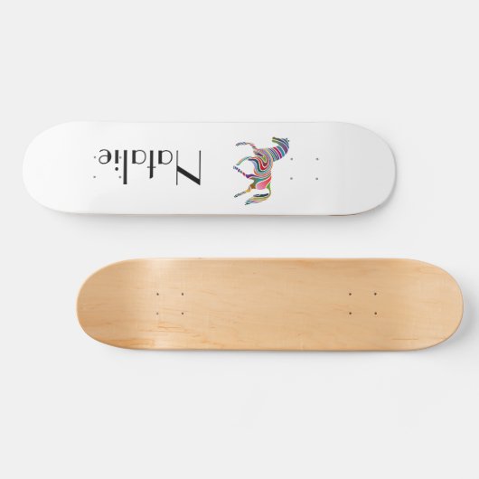 Regenboogpaard - jouw naam persoonlijk skateboard (Horizontaal)