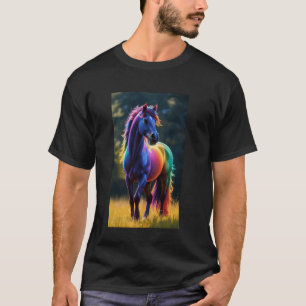 Regenboogpaard Staande Op Gras Voor Fantasie Liefh T-shirt