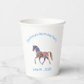 Regenboogpaard - verjaardagsfeestje papieren bekers (Achterkant)