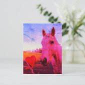 Regenboogpaarden en rode harten briefkaart (Staand voorkant)