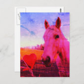 Regenboogpaarden en rode harten briefkaart (Voorkant / Achterkant)