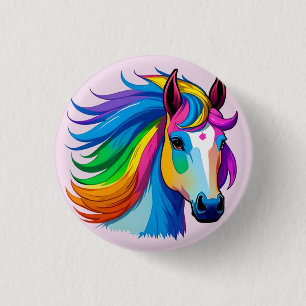 Regenboogpaarden Ronde Button 3,2 Cm