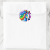 Regenboogpaarden Ronde Sticker (Tas)