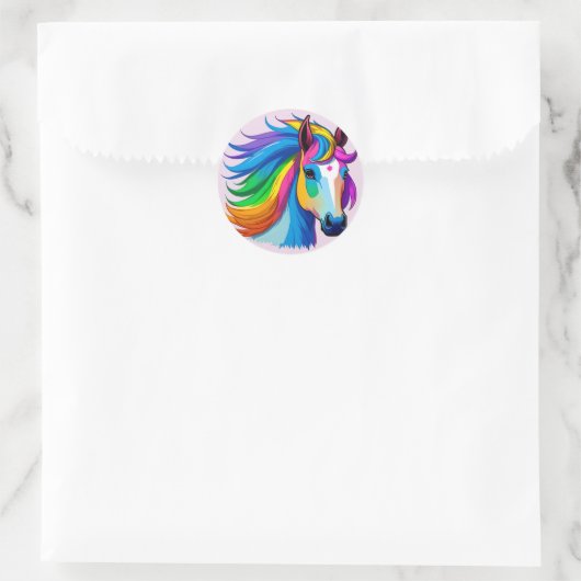 Regenboogpaarden Ronde Sticker (Tas)