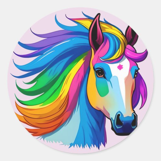 Regenboogpaarden Ronde Sticker (Voorkant)