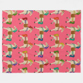 regenboogpaarden roze fleece deken (Voorkant (Horizontaal))