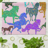 Regenboogpaarden Theedoek (Gevouwen)