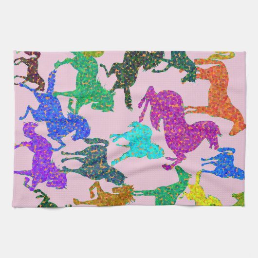 Regenboogpaarden Theedoek (Horizontaal)