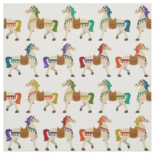 regenboogpaarden wit stof (Swatch)