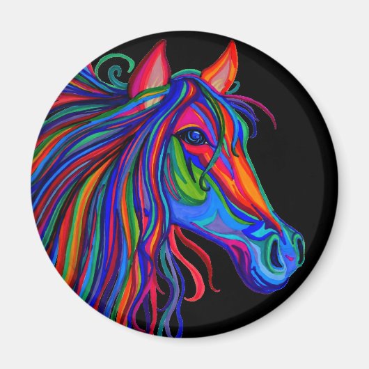 regenboogpaardenkop magneet (Voorkant)