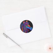 regenboogpaardenkop ronde sticker (Envelop)