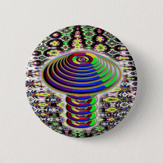 Regenboogpaddenstoel - geometrisch ronde button 5,7 cm (Voorkant)