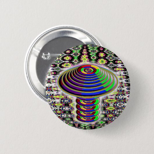 Regenboogpaddenstoel - geometrisch ronde button 5,7 cm (Voorkant /achterkant)