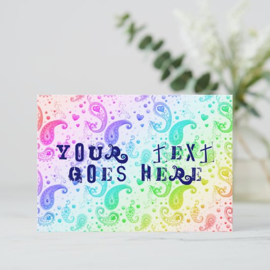 regenboogpaisley kaart (Staand voorkant)