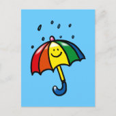 Regenboogparaplu's en regendruppels briefkaart (Voorkant)