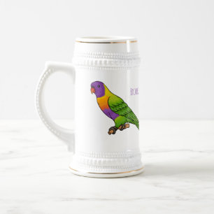Regenboogparkiet vogel cartoon illustratie bierpul