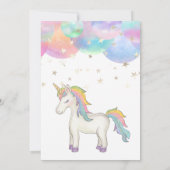 Regenboogpasta unicorn kinderen Birthday Uitnodigi Kaart (Achterkant)