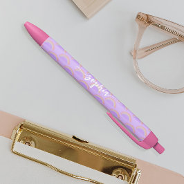  regenboogpastelkleurige naam gepersonaliseerd zwarte inkt pen