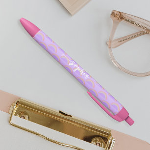 regenboogpastelkleurige naam gepersonaliseerd zwarte inkt pen
