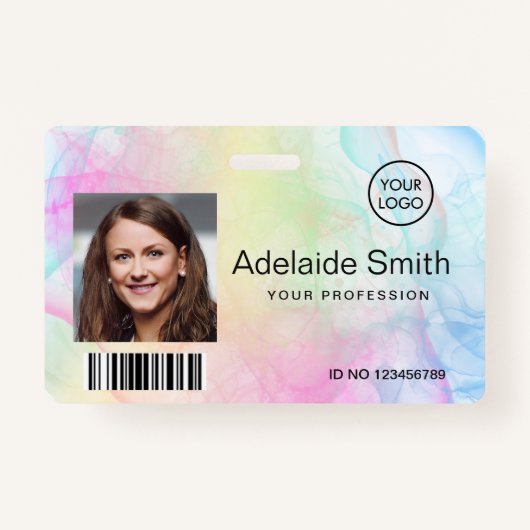 regenboogpastelkleurinktkleur badge (Voorkant)